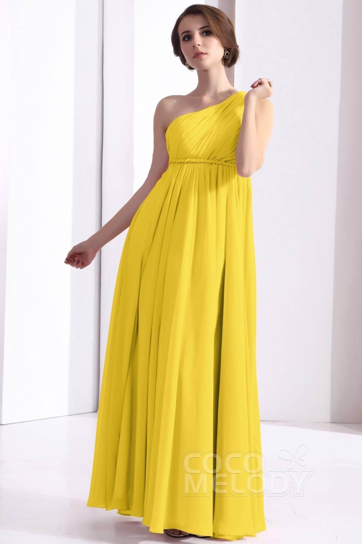 Sheath Floor Length Chiffon Bridesmaid Dress COSF1300D - COCOMELODY